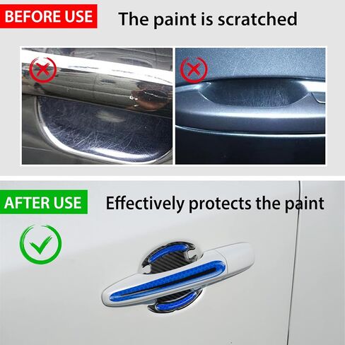 8pcs Car Door Handle Protector Blue Car Door Handle Sticker Cover Reflective Car Door Handle Protective Films Car Door Handle Scratch Protective Shields in Kuwait