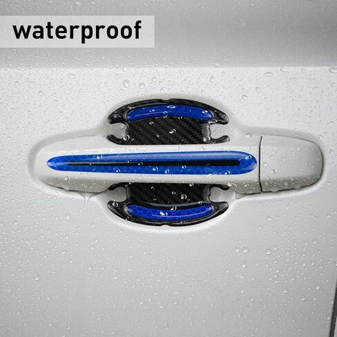 8pcs Car Door Handle Protector Blue Car Door Handle Sticker Cover Reflective Car Door Handle Protective Films Car Door Handle Scratch Protective Shields in Kuwait