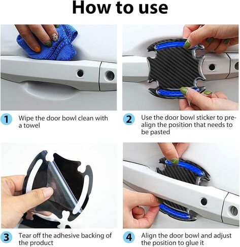 8pcs Car Door Handle Protector Blue Car Door Handle Sticker Cover Reflective Car Door Handle Protective Films Car Door Handle Scratch Protective Shields in Kuwait