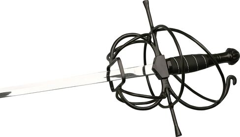 النسخ المتماثلة من مستودع الأسلحة من عصر النهضة سيف سيف إسباني حلزوني حلزوني أسود، مقاس 43.5 بوصة بشكل عام، أسود in Kuwait