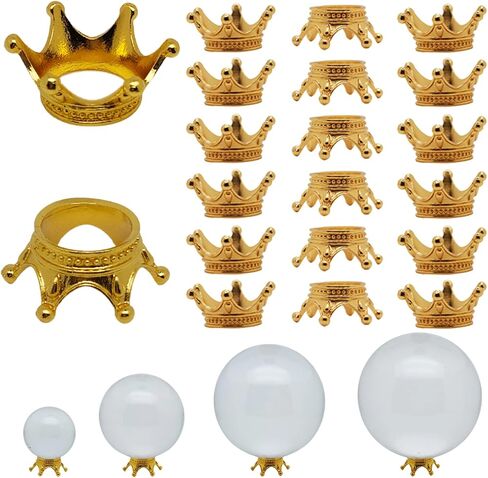 20 قطعة حامل كروي صغير على شكل تاج كريستالي للأحجار عرض حامل كروي معدني لكرة الكريستال والتنس والرخام والمجموعات 20-100 مم (20 ذهبي) in Kuwait