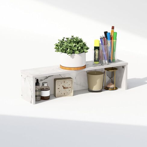 Furinno Classic 18-Inch Desk Organizer, Shelf Organizer Storage & Display Stand, Marble White in Kuwait