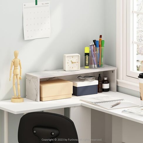 Furinno Classic 18-Inch Desk Organizer, Shelf Organizer Storage & Display Stand, Marble White in Kuwait