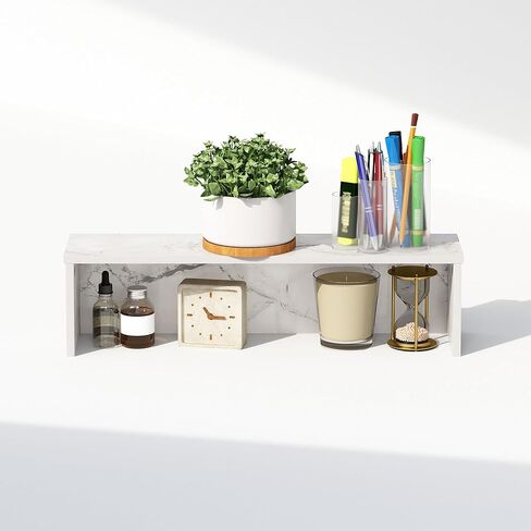 Furinno Classic 18-Inch Desk Organizer, Shelf Organizer Storage & Display Stand, Marble White in Kuwait