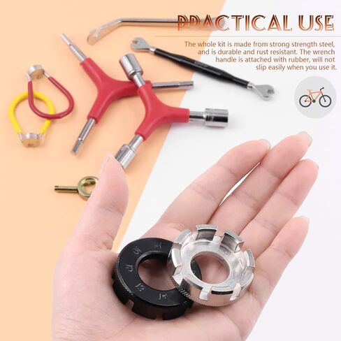 9Pcs Bike Spoke Wrench Set Including Bicycle Spoke Wrench & Bike Tire Lever & Bike Hex Wrench & Valve Stem Core Tool & Bike Rim Correct Kit Cycling Pocket Tools for Road and Mountain Bikes in Saudi Arabia