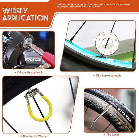 9Pcs Bike Spoke Wrench Set Including Bicycle Spoke Wrench & Bike Tire Lever & Bike Hex Wrench & Valve Stem Core Tool & Bike Rim Correct Kit Cycling Pocket Tools for Road and Mountain Bikes in Saudi Arabia
