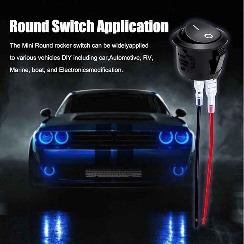 5 PCS Car Round Rocker Switch, DC 12V-24V Mini 0.78"/20mm On-Off Switch, 2nd Gear 2 Pin with Wiring Harness, Hot-Pressed Terminal Toggle Switch, Universal Automotive Accessories (Black & Red) in Saudi Arabia