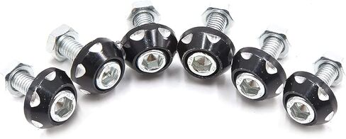 مسامير لوحة ترخيص مزخرفة من سبائك الألومنيوم باللون الأسود مقاس 6 مم لمجموعة الدراجات النارية للسيارة مكونة من 6 قطع in Kuwait