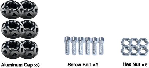 مسامير لوحة ترخيص مزخرفة من سبائك الألومنيوم باللون الأسود مقاس 6 مم لمجموعة الدراجات النارية للسيارة مكونة من 6 قطع in Kuwait