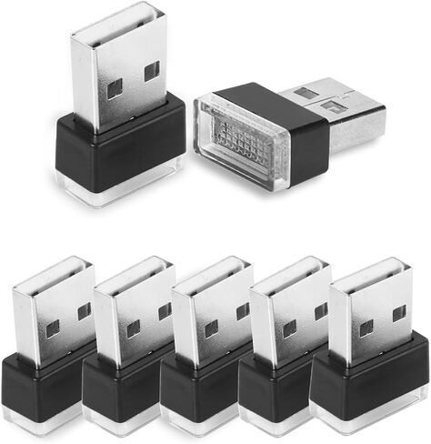4 قطع مصباح LED USB للجو الداخلي للسيارة، مصابيح USB صغيرة لتزيين السيارة، مجموعة الإضاءة المحيطة، واجهة USB مدمجة، ملحقات داخلية عالمية للسيارة (أزرق ثلجي) in Kuwait