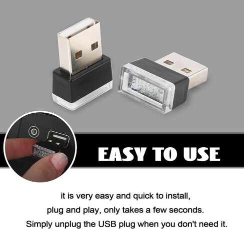4 قطع مصباح LED USB للجو الداخلي للسيارة، مصابيح USB صغيرة لتزيين السيارة، مجموعة الإضاءة المحيطة، واجهة USB مدمجة، ملحقات داخلية عالمية للسيارة (أزرق ثلجي) in Kuwait