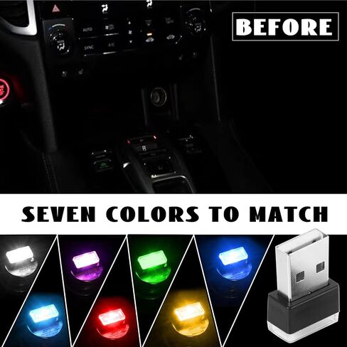 4 قطع مصباح LED USB للجو الداخلي للسيارة، مصابيح USB صغيرة لتزيين السيارة، مجموعة الإضاءة المحيطة، واجهة USB مدمجة، ملحقات داخلية عالمية للسيارة (أزرق ثلجي) in Kuwait