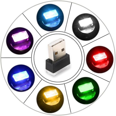 4 قطع مصباح LED USB للجو الداخلي للسيارة، مصابيح USB صغيرة لتزيين السيارة، مجموعة الإضاءة المحيطة، واجهة USB مدمجة، ملحقات داخلية عالمية للسيارة (أزرق ثلجي) in Kuwait