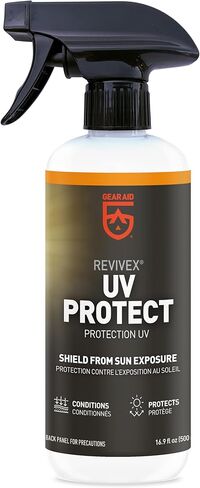 بخاخ واقٍ من الأشعة فوق البنفسجية ومرطب من GEAR AID، يوضع على المعدات الخارجية المصنوعة من البلاستيك والفينيل والنيوبرين مثل الخيام وأغطية القوارب وزوارق الكاياك والمزيد لمنع التشقق وتغير اللون والبهتان، 16.9 جم in Saudi Arabia