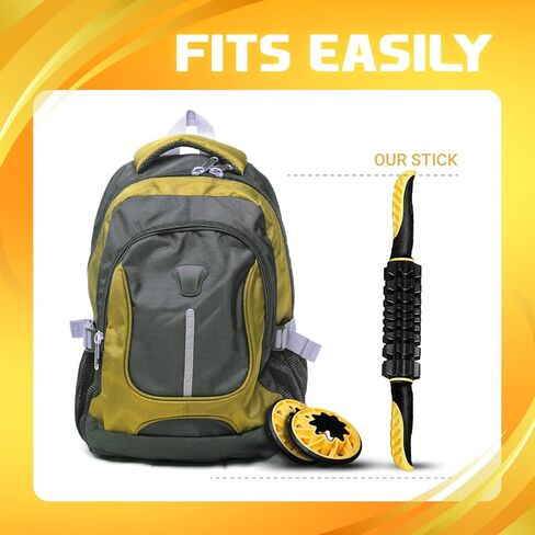 Yes4All، عصا دوارة ممتازة للعضلات/مجموعة مع أسطوانة إسفنجية مقاس 24 بوصة للجميع - أسطوانة تدليك متقدمة لتخفيف آلام العضلات مع نقاط الزناد، حجم مناسب للسفر، 4 عجلات in Kuwait