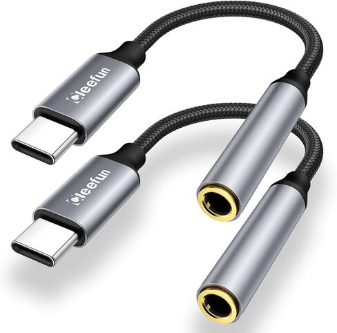 محول مقبس سماعة الرأس CLEEFUN USB C إلى 3.5 مم، (عبوة من قطعتين) سلك كابل USB من النوع C إلى Aux Audio Dongle لهاتف iPhone 15/15 Pro/15 Plus/15 Pro Max/MacBook وGalaxy S23 Ultra وPixel 8، أسود in Kuwait