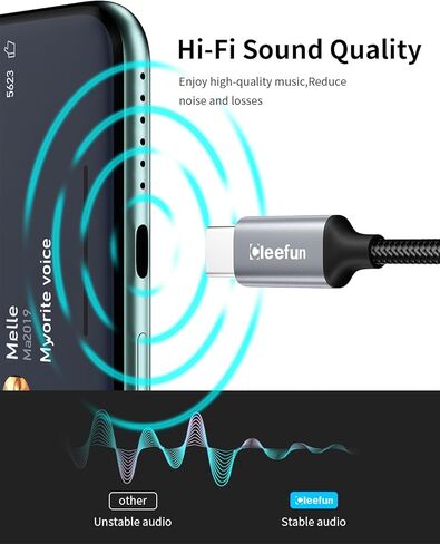 محول مقبس سماعة الرأس CLEEFUN USB C إلى 3.5 مم، (عبوة من قطعتين) سلك كابل USB من النوع C إلى Aux Audio Dongle لهاتف iPhone 15/15 Pro/15 Plus/15 Pro Max/MacBook وGalaxy S23 Ultra وPixel 8، أسود in Kuwait