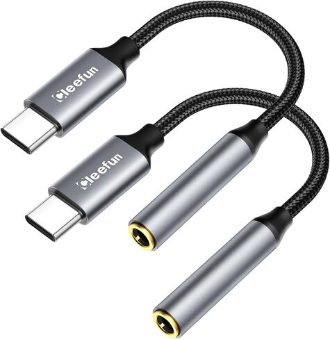محول مقبس سماعة الرأس CLEEFUN USB C إلى 3.5 مم، (عبوة من قطعتين) سلك كابل USB من النوع C إلى Aux Audio Dongle لهاتف iPhone 15/15 Pro/15 Plus/15 Pro Max/MacBook وGalaxy S23 Ultra وPixel 8، أسود in Kuwait