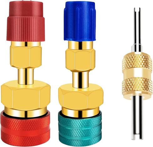 محول قارنة التوصيل السريع R1234YF، مجموعة قارنات التوصيل السريعة للتبريد R1234YF، محول خرطوم R1234YF إلى R134A، موصل تركيب سريع للجانب العالي والمنخفض لشحن تكييف هواء السيارة R1234yf (النوع 1) in Kuwait