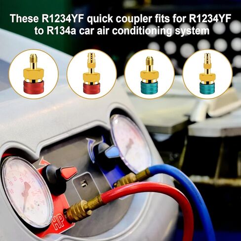 محول قارنة التوصيل السريع R1234YF، مجموعة قارنات التوصيل السريعة للتبريد R1234YF، محول خرطوم R1234YF إلى R134A، موصل تركيب سريع للجانب العالي والمنخفض لشحن تكييف هواء السيارة R1234yf (النوع 1) in Saudi Arabia