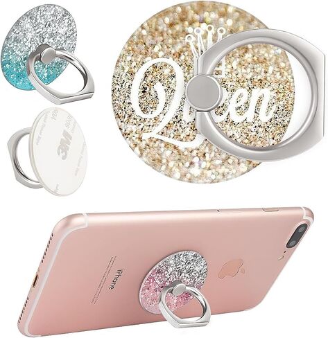 حامل حلقي للهاتف الخلوي مكون من ثلاث قطع، مقبض بحلقة إصبع يدور 360 درجة للهواتف الذكية والأجهزة اللوحية والوسادات (زهرة ماندالا) in Kuwait