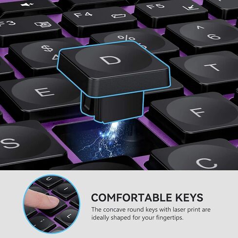 مجموعة لوحة مفاتيح وماوس لاسلكية، VIVEFOX 2.4 جيجا هرتز ماوس لوحة مفاتيح USB هادئ لاسلكي، ماوس لوحة مفاتيح مريح بالحجم الكامل مع 14 مفتاحًا سريعًا للوسائط المتعددة لسطح المكتب والكمبيوتر المحمول الذي يعمل بنظام Windows، أرجواني in Kuwait