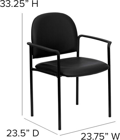Flash Furniture Tania Comfort Vinyl Upholstered Stackable Side Reception Chair with Padded Seat, Modern Stackable Chair for Living Room/Office, Black in Saudi Arabia