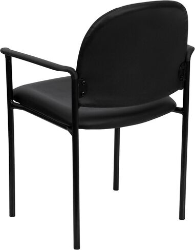 Flash Furniture Tania Comfort Vinyl Upholstered Stackable Side Reception Chair with Padded Seat, Modern Stackable Chair for Living Room/Office, Black in Saudi Arabia