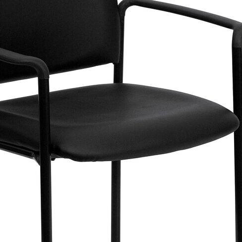 Flash Furniture Tania Comfort Vinyl Upholstered Stackable Side Reception Chair with Padded Seat, Modern Stackable Chair for Living Room/Office, Black in Saudi Arabia