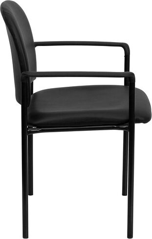 Flash Furniture Tania Comfort Vinyl Upholstered Stackable Side Reception Chair with Padded Seat, Modern Stackable Chair for Living Room/Office, Black in Saudi Arabia
