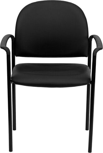 Flash Furniture Tania Comfort Vinyl Upholstered Stackable Side Reception Chair with Padded Seat, Modern Stackable Chair for Living Room/Office, Black in Saudi Arabia