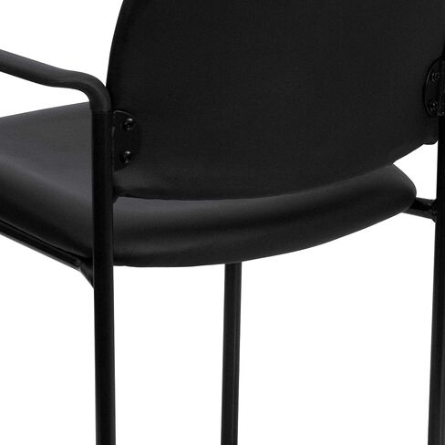 Flash Furniture Tania Comfort Vinyl Upholstered Stackable Side Reception Chair with Padded Seat, Modern Stackable Chair for Living Room/Office, Black in Saudi Arabia