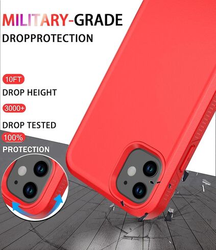 Diverbox for iPhone 12 case [Shockproof] [Dropproof] [Tempered Glass Screen Protector],Heavy Duty Protection Phone Case Cover for Apple iPhone 12 (Red -2in1) in Kuwait
