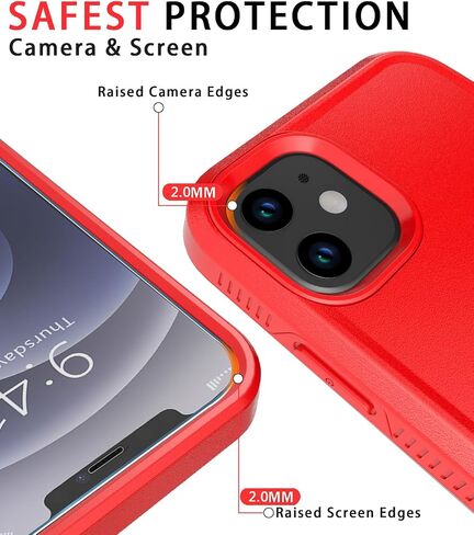 Diverbox for iPhone 12 case [Shockproof] [Dropproof] [Tempered Glass Screen Protector],Heavy Duty Protection Phone Case Cover for Apple iPhone 12 (Red -2in1) in Kuwait