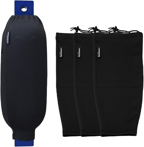 4 قطع من أغطية مصدات القوارب، أغطية مصدات سوداء مقاس 6.5 بوصة × 22 بوصة للقوارب، أغطية مصدات بحرية من البوليستر للمصدات المضلعة ذات العين المزدوجة in Kuwait