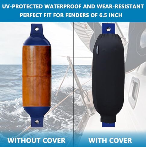 4 قطع من أغطية مصدات القوارب، أغطية مصدات سوداء مقاس 6.5 بوصة × 22 بوصة للقوارب، أغطية مصدات بحرية من البوليستر للمصدات المضلعة ذات العين المزدوجة in Kuwait