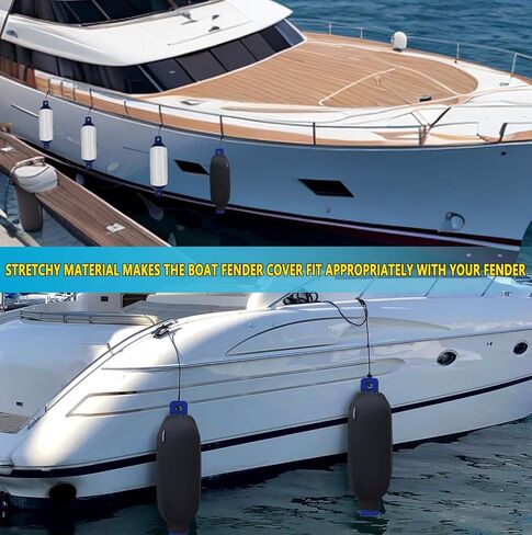 4 قطع من أغطية مصدات القوارب، أغطية مصدات سوداء مقاس 6.5 بوصة × 22 بوصة للقوارب، أغطية مصدات بحرية من البوليستر للمصدات المضلعة ذات العين المزدوجة in Kuwait