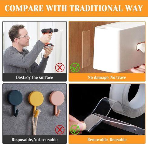 Double Sided Tape for Walls Removable Poster Tape Mount Tape Heavy Duty Sticky Tape for Wall Hanging Adhesive Tape in Saudi Arabia