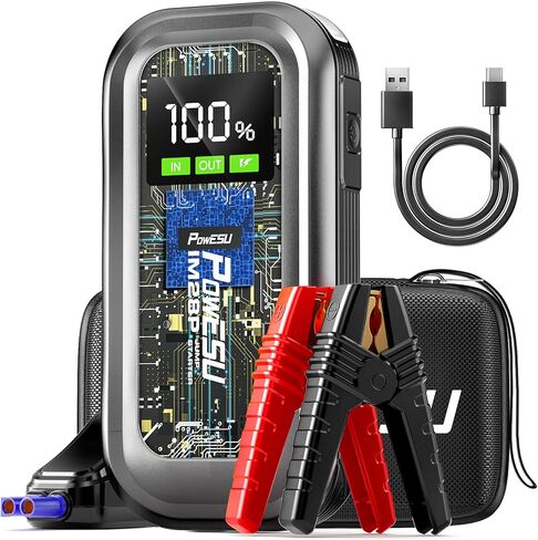 Portable Car Battery Jump Starter - 1500A Peak 12800mAh (Up to 7.5L Gas or 6.0L Diesel Engine) 12V Auto Battery Booster Portable Power Pack with Indicator Light Jumper Cables, QC 3.0 and LED Light in Saudi Arabia