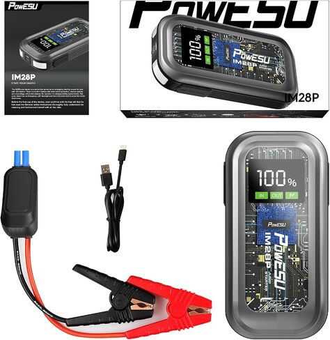 Portable Car Battery Jump Starter - 1500A Peak 12800mAh (Up to 7.5L Gas or 6.0L Diesel Engine) 12V Auto Battery Booster Portable Power Pack with Indicator Light Jumper Cables, QC 3.0 and LED Light in Saudi Arabia