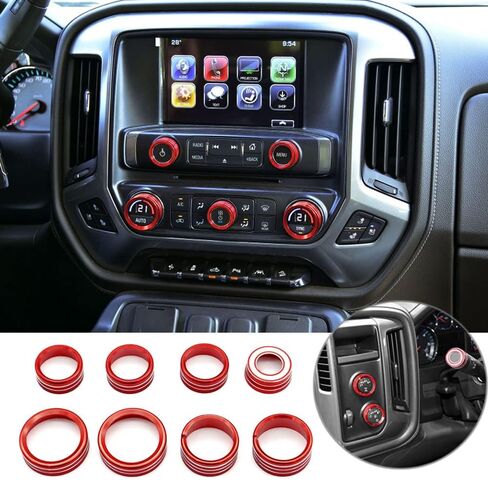Thor-Ind AC Audio Knob Cover Compatible with Chevrolet Chevy Suburban Tahoe GMC Acadia Yukon Terrain Dash Auto Climate Control Volume Turn Signal 4WD Light Switch Knob Button Cover Trim Ring (Black) in Saudi Arabia