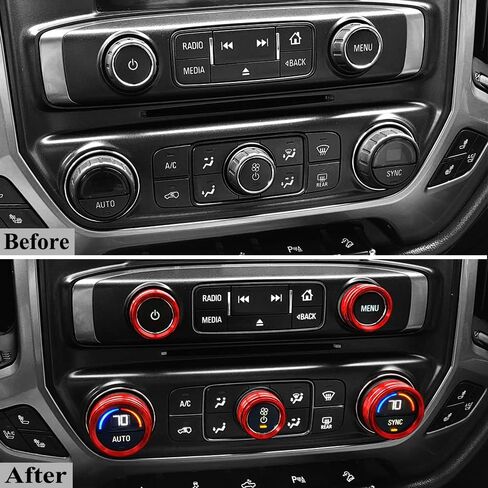Thor-Ind AC Audio Knob Cover Compatible with Chevrolet Chevy Suburban Tahoe GMC Acadia Yukon Terrain Dash Auto Climate Control Volume Turn Signal 4WD Light Switch Knob Button Cover Trim Ring (Black) in Saudi Arabia
