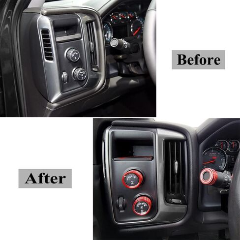 Thor-Ind AC Audio Knob Cover Compatible with Chevrolet Chevy Suburban Tahoe GMC Acadia Yukon Terrain Dash Auto Climate Control Volume Turn Signal 4WD Light Switch Knob Button Cover Trim Ring (Black) in Saudi Arabia