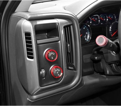 Thor-Ind AC Audio Knob Cover Compatible with Chevrolet Chevy Suburban Tahoe GMC Acadia Yukon Terrain Dash Auto Climate Control Volume Turn Signal 4WD Light Switch Knob Button Cover Trim Ring (Black) in Saudi Arabia