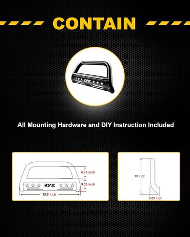KYX Bull Bar with Light Bar for 2016-2023 Toyota Tacoma, Pickup Truck 3" Brush Push Grille Guard with Removable Skid Plate Off-Road Front Bumper, Black in Saudi Arabia