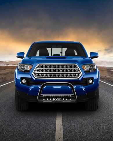 KYX Bull Bar with Light Bar for 2016-2023 Toyota Tacoma, Pickup Truck 3" Brush Push Grille Guard with Removable Skid Plate Off-Road Front Bumper, Black in Saudi Arabia