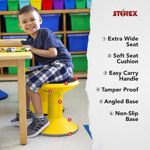 مقعد Storex Active Tilt - مقعد مريح للمساحة المكتبية المرنة والمكاتب الدائمة، ارتفاع قابل للتعديل 12-24 بوصة، أزرق (00321A01C) in Saudi Arabia