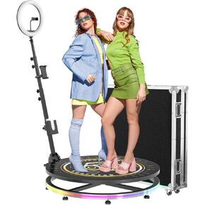 MWE 360 Photo Booth Machine مع حالة الطيران ، App App Remote Control Officatic Slow Motion 360 SPIN Camera Booth for 4-6 People (39.4in-CD+Flight Case)