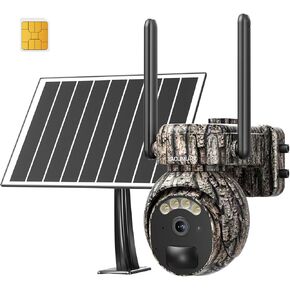 4G LTE Cellular Trail Cameras, Game Cameras with Night Vision Motion Activated Waterproof, Cell Cameras for Hunting Camera Solar Powered, 2K 360° View Live Video Deer Camera for Wildlife, No Wi-Fi