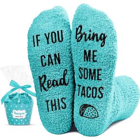 HAPPYPOP Fuzzy Taco Socks For Women, Taco Gifts Mexican Gifts Taco Mexican Socks, Fuzzy Slipper Socks